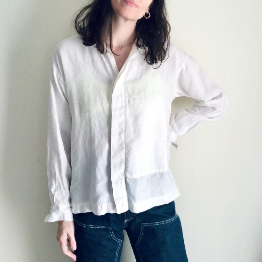 Eskandar 100% linen white button down